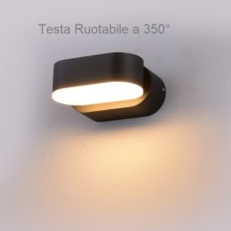 VT-816 Lampada LED da Muro Ovale 6W Colore Nero con Testa Ruotabile